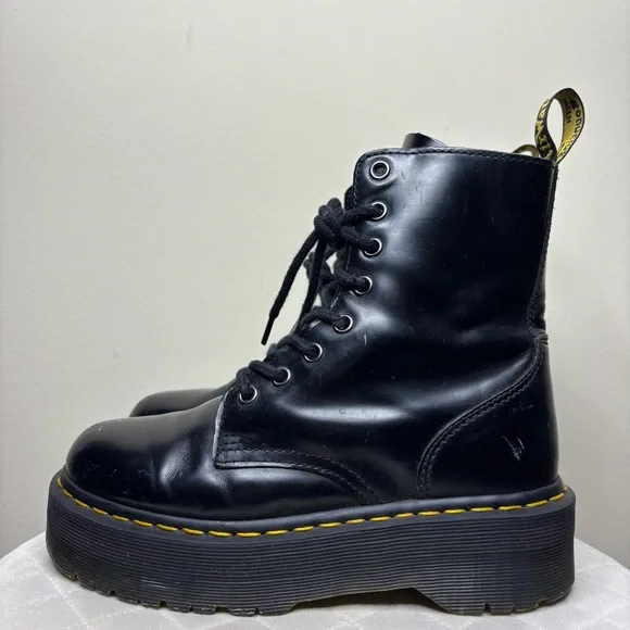Dr. Martens Jadon Platform Black Smooth Leather Boot Women's Size 6 - Picture 2 of 11